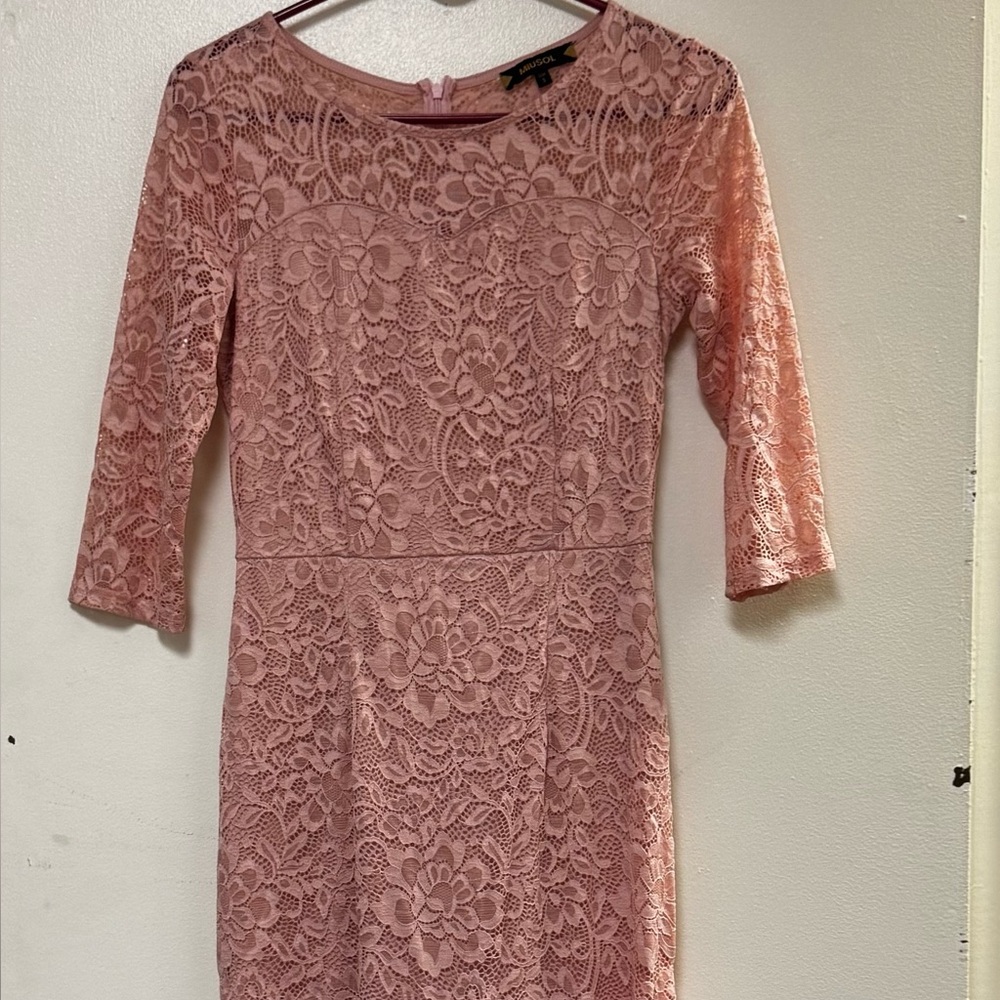Miusol Pink Lace Sheath Dress for Weddings
